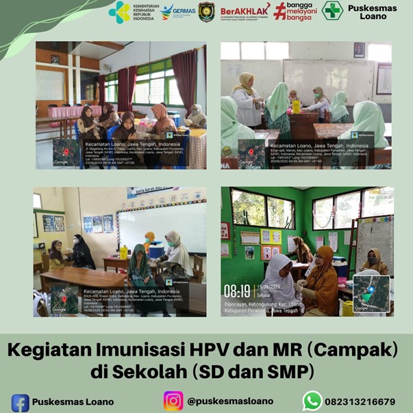 Kegiatan Imunisasi HPV dan MR (Campak) di Sekolah (SD dan SMP) wilayah Puskesmas Loano