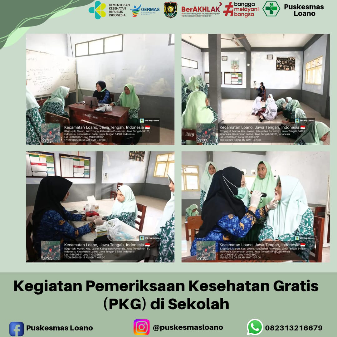 Kegiatan Pemeriksaan Kesehatan Gratis (PKG) di Sekolah