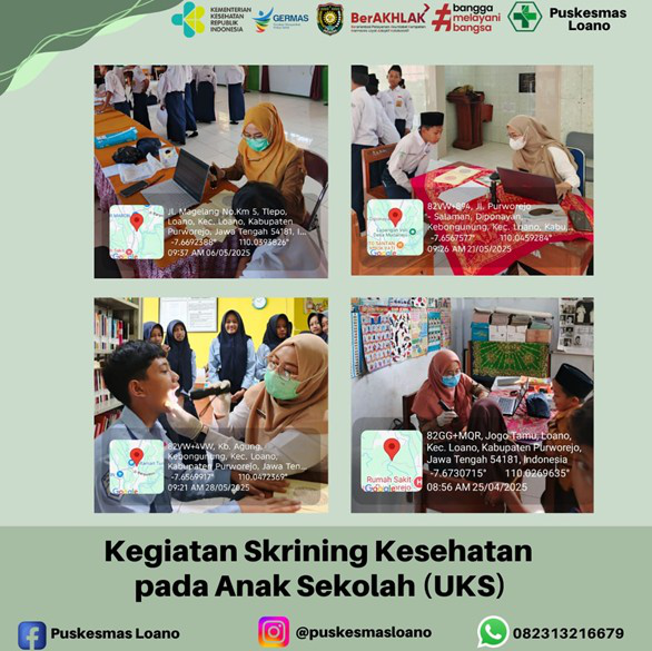 Kegiatan Skrining Kesehatan pada Anak Sekolah (UKS) di wilayah Puskesmas Loano